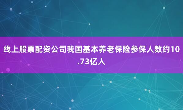 线上股票配资公司我国基本养老保险参保人数约10.73亿人