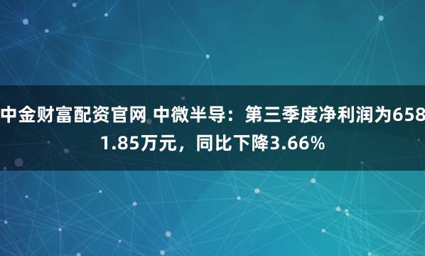 中金财富配资官网 中微半导：第三季度净利润为6581.85万元，同比下降3.66%