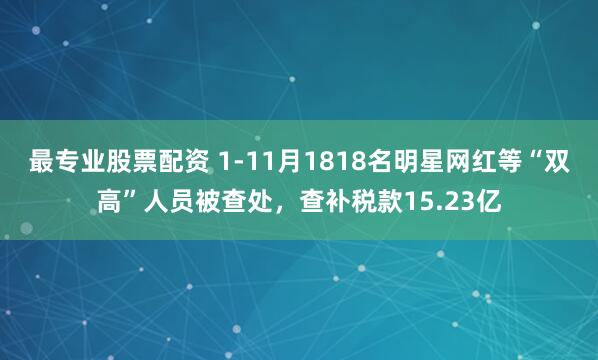 最专业股票配资 1-11月1818名明星网红等“双高”人员被查处,查补税款15.23亿